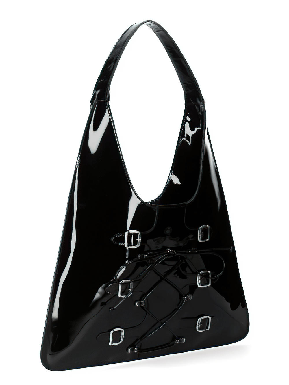 NEW ROCK Gothic handbag with buckle and lace-up detail, perfect for edgy urban rock fashion.