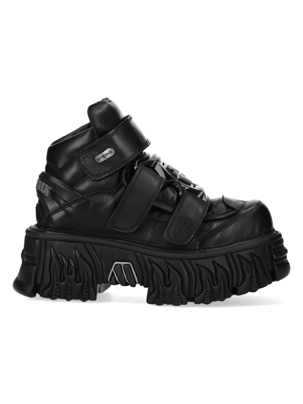 NEW ROCK Men's Gothic Black Ankle Boots with Velcro; urban punk style crafted in durable leather.