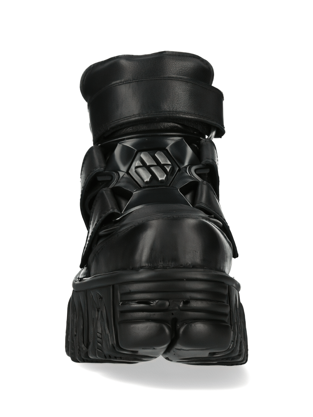 Black Gothic Men's Ankle Boots with Velcro Straps, showcasing a bold punk style and durable PU-ultra sole.