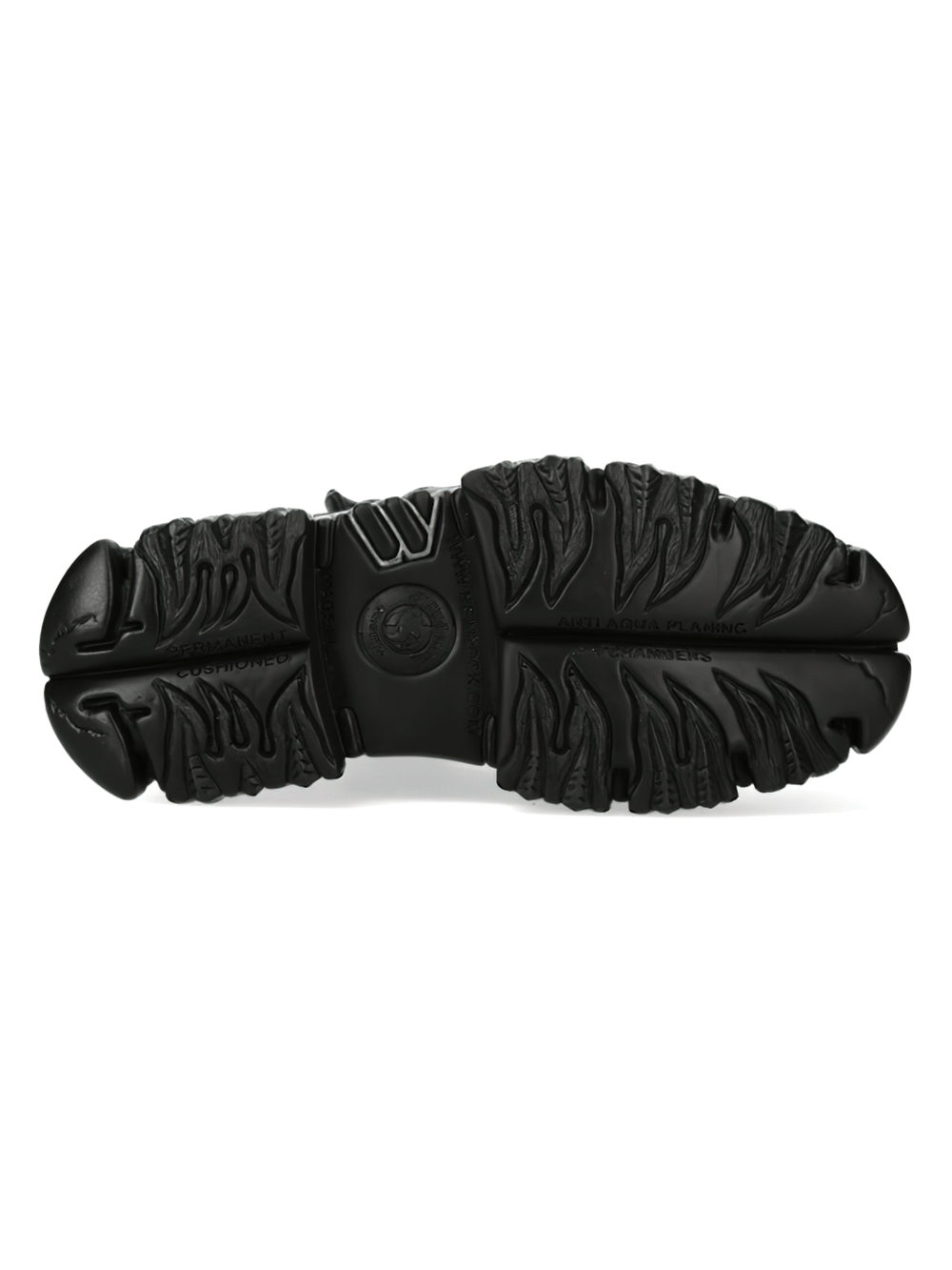 Sole of NEW ROCK Men's Gothic Heavy Ankle Boots featuring durable PU-ultra material and unique tread design.