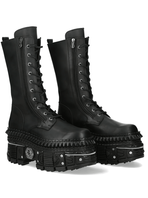 Botas Góticas de Tobillo NEW ROCK Rosas con Diseño de Adorno Industrial