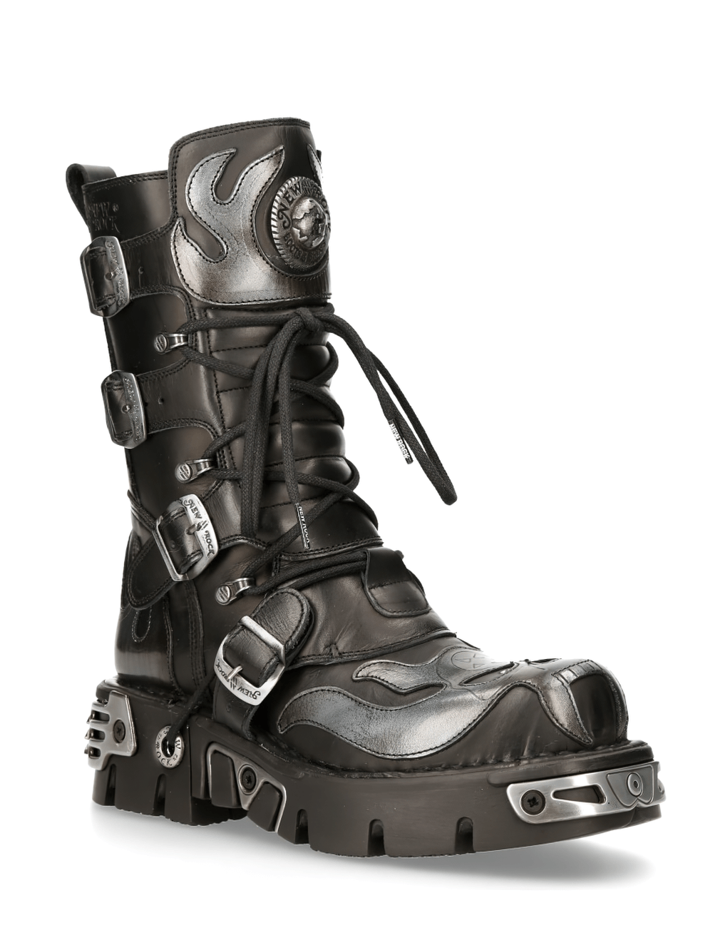 NEW ROCK Gothic Lace-Up Boots with Metallic Accents