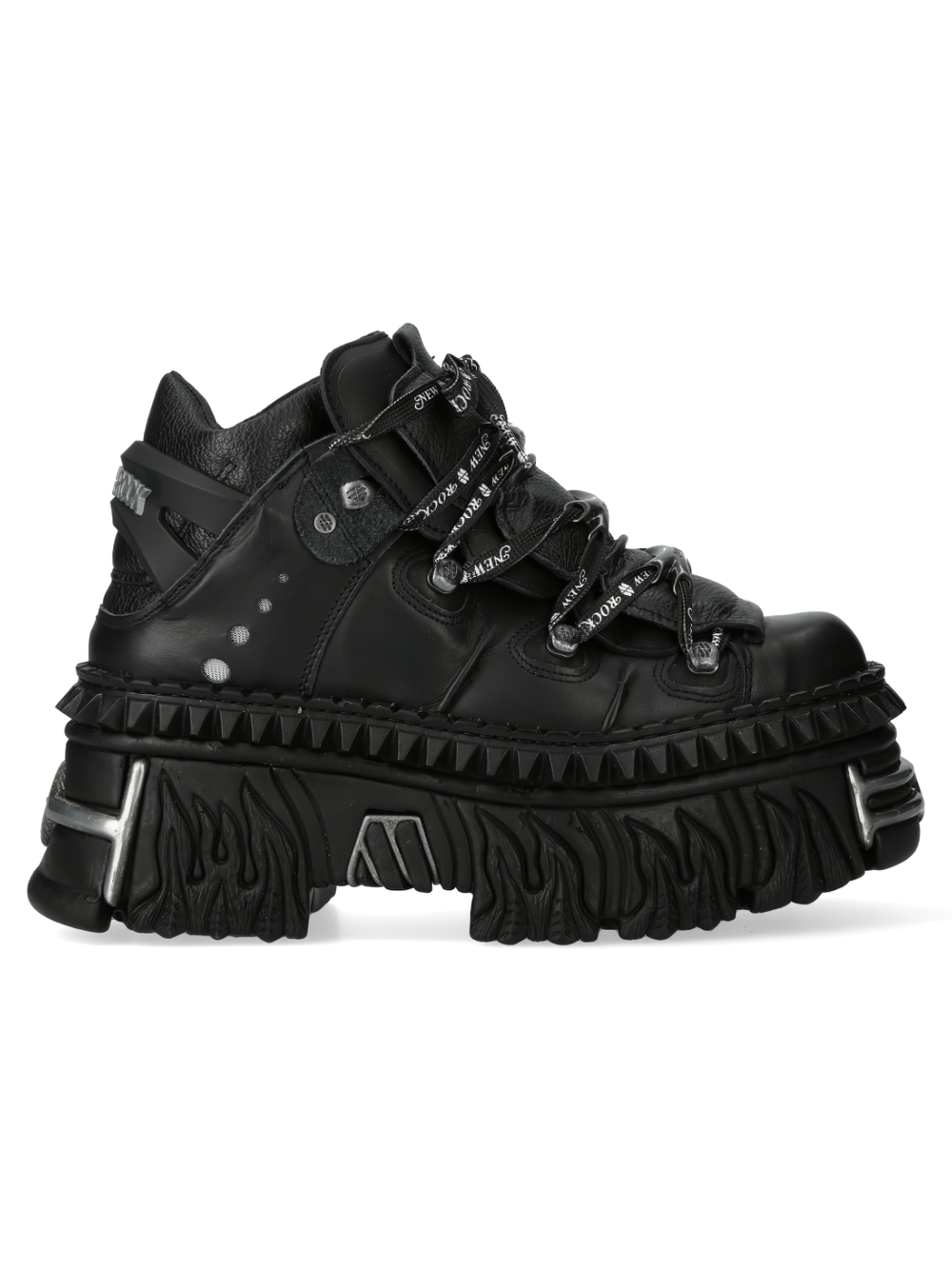 NEW ROCK gothic leather platform rocker shoes with metallic accents and bold design. Perfect for edgy fashion statements.
