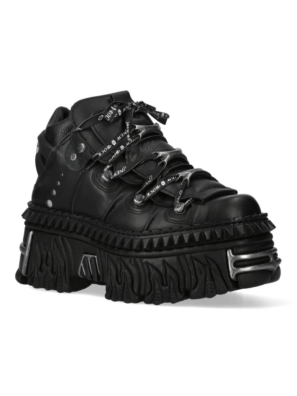 NEW ROCK Gothic Leather Platform Rocker Shoes with metallic accents and bold design for extreme fashion style.