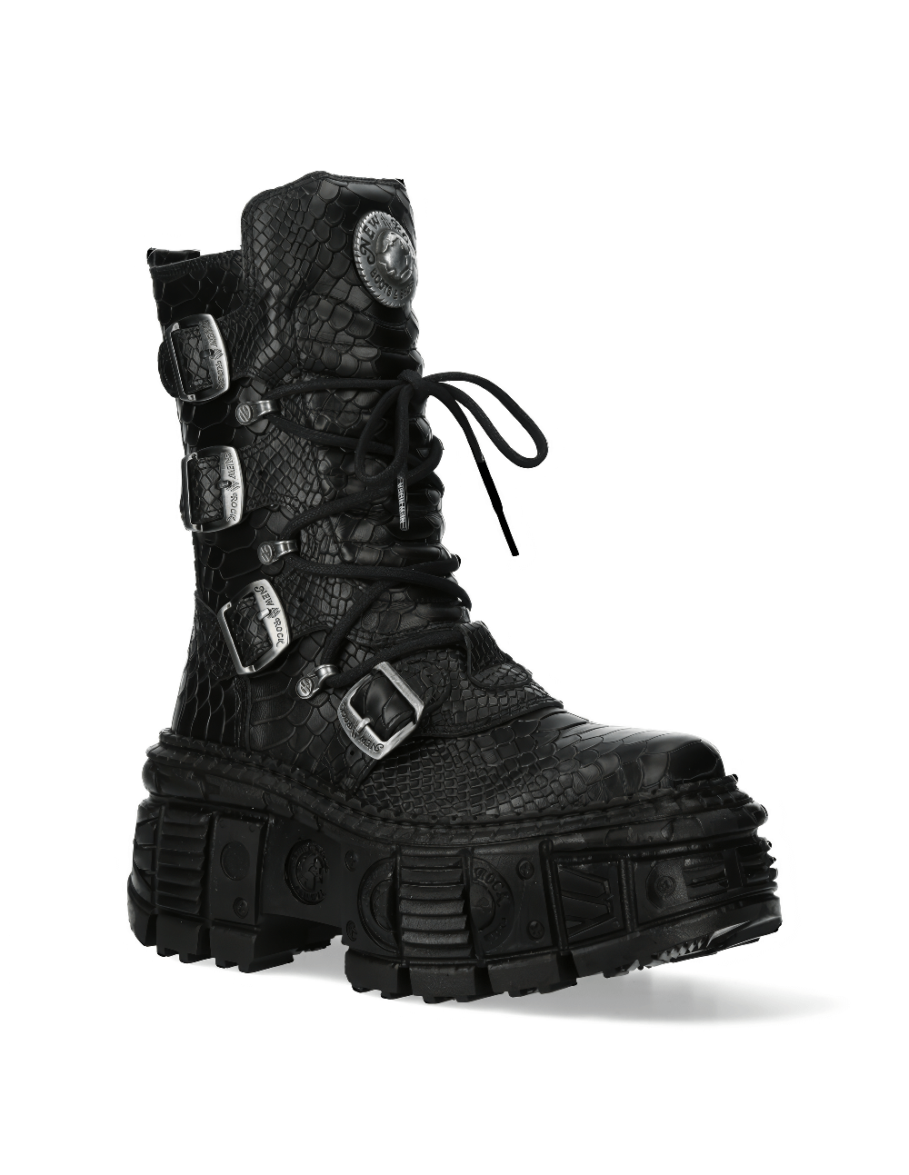 NEW ROCK Gothic Mid-Calf Boots with Buckles and Zipper