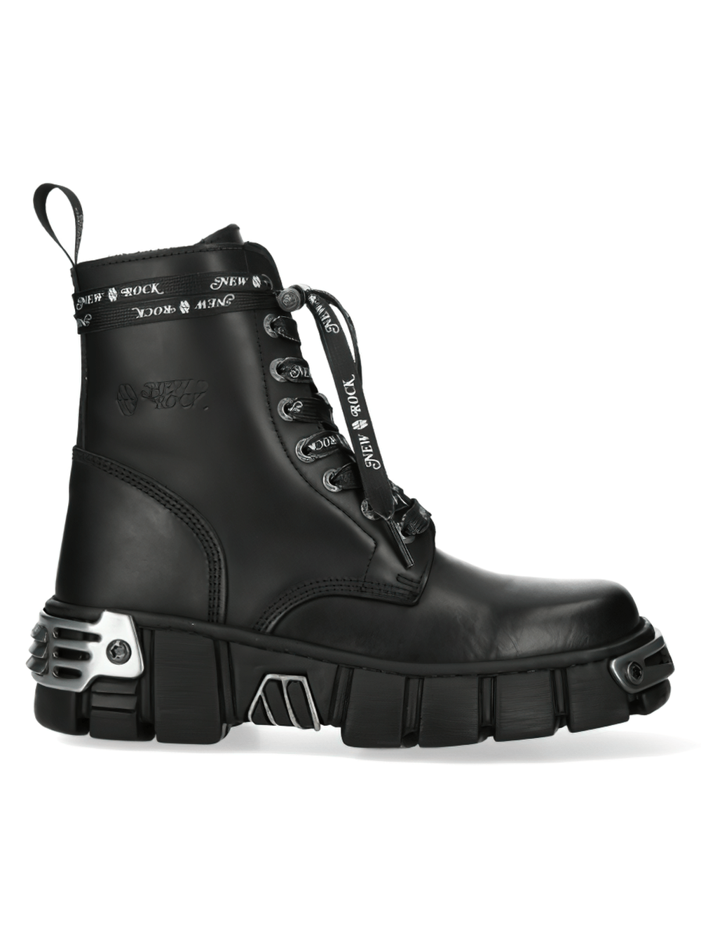 NEW ROCK Gothic military ankle boots with metal accents and bold chunky sole.