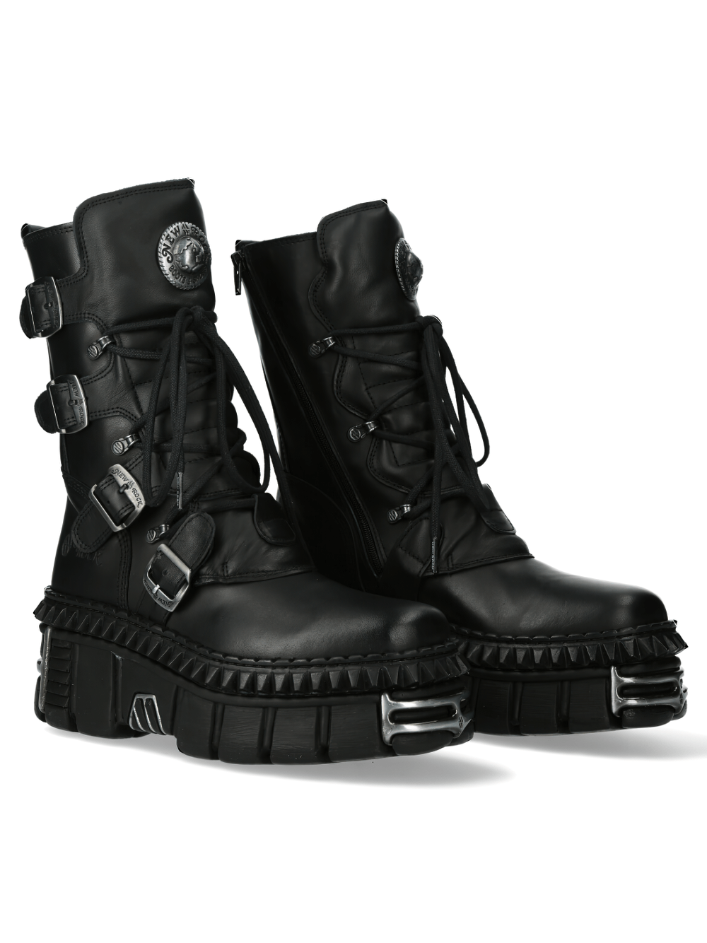 NEW ROCK Gothic Military Lace-Up and Buckle Ankle Boots