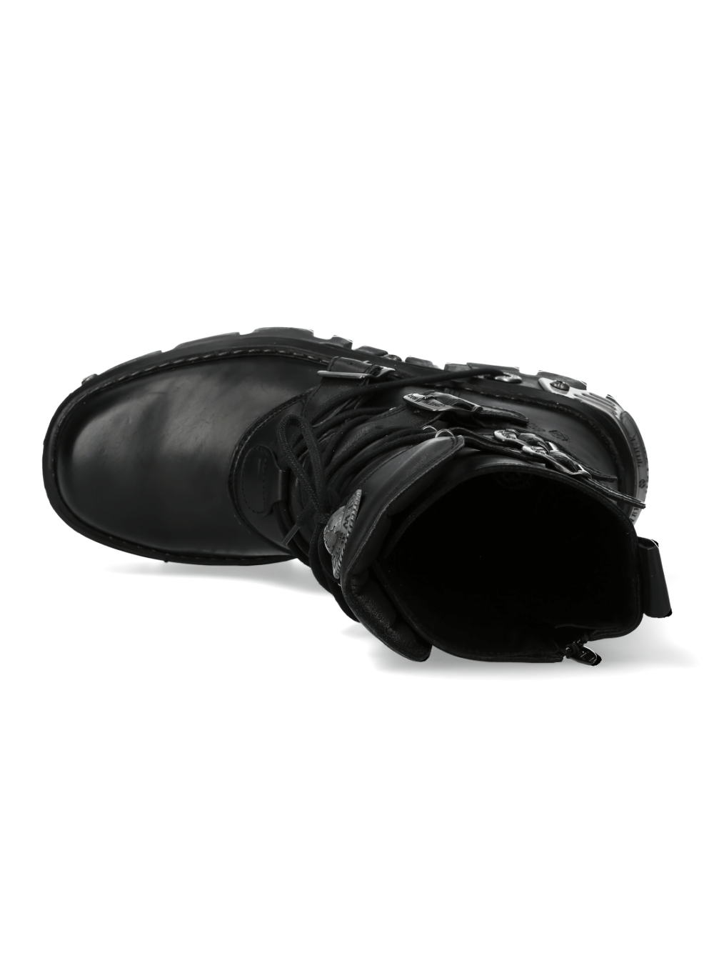 NEW ROCK Gothic Military Punk Boots, featuring buckles, zippers, and genuine leather design for urban fashion.