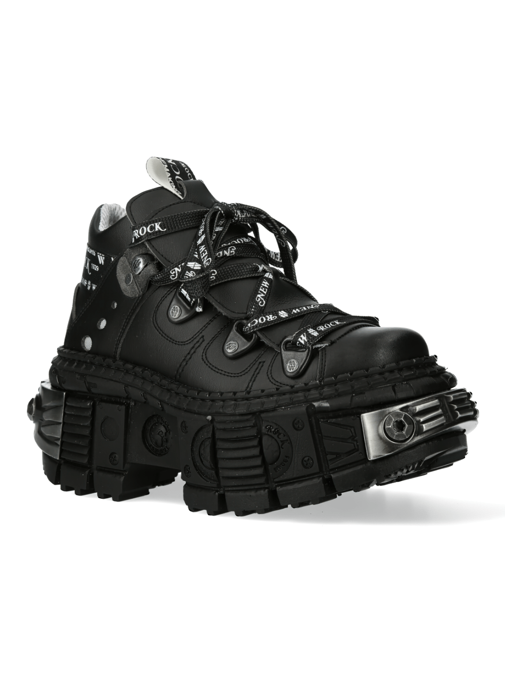 NEW ROCK Gothic Platform Ankle Boots in black with metallic accents for punk rock style.