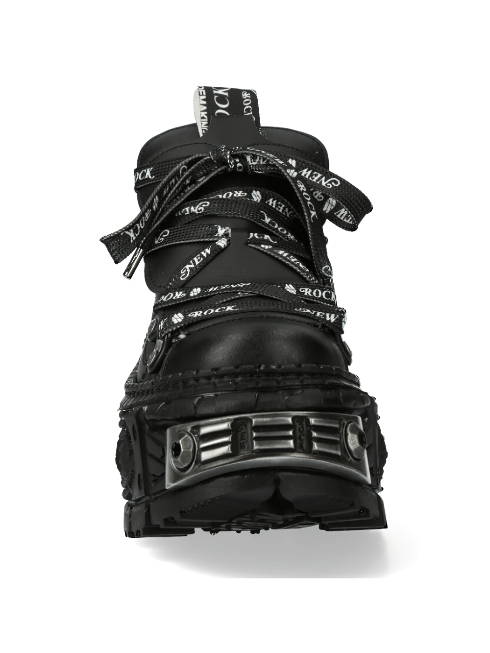 NEW ROCK Gothic Platform Ankle Boot with punk rock design and metallic accents, featuring unique lace detail.