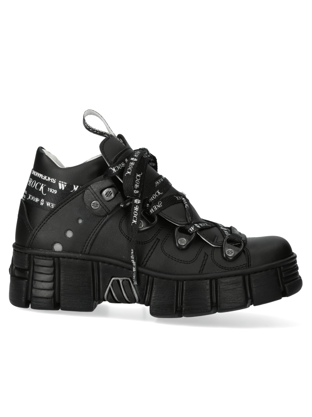 NEW ROCK Gothic Platform Ankle Boots with edgy lace-up design and bold metallic accents.