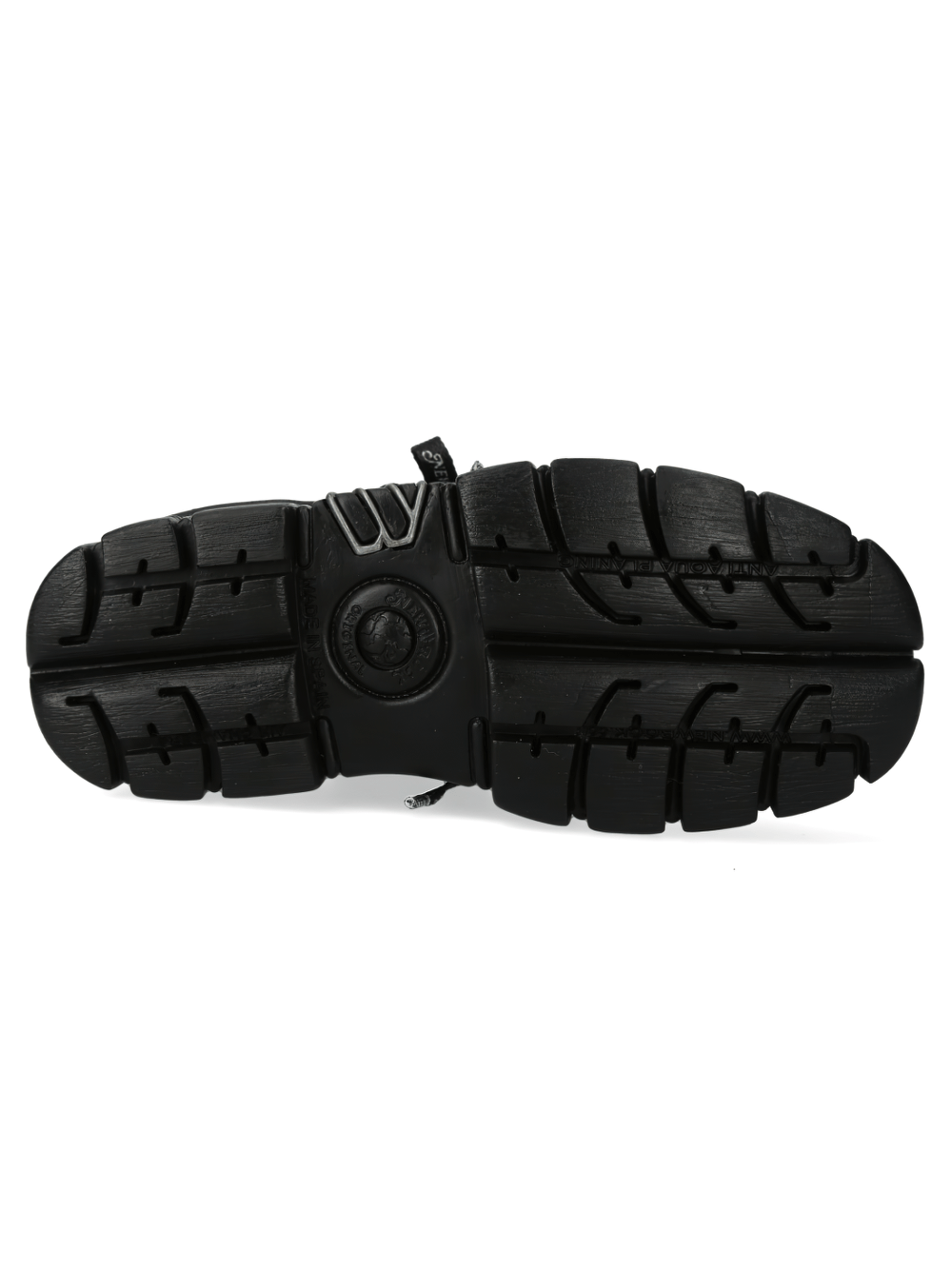 Bottom view of NEW ROCK Gothic Platform Ankle Boots showcasing a rugged, textured sole for durability and traction.