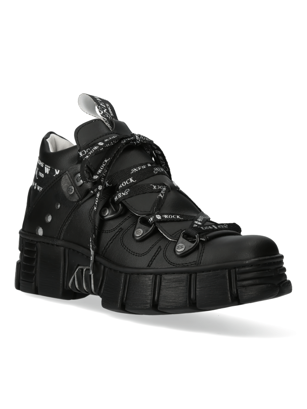 NEW ROCK Gothic Platform Ankle Boots with punk design, featuring black leather and stylish lace-up details.