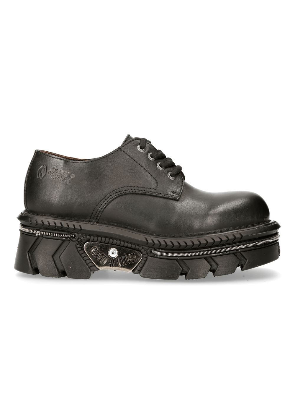 NEW ROCK Gothic Platform Shoes featuring lace-up design and bold black leather with chunky soles.