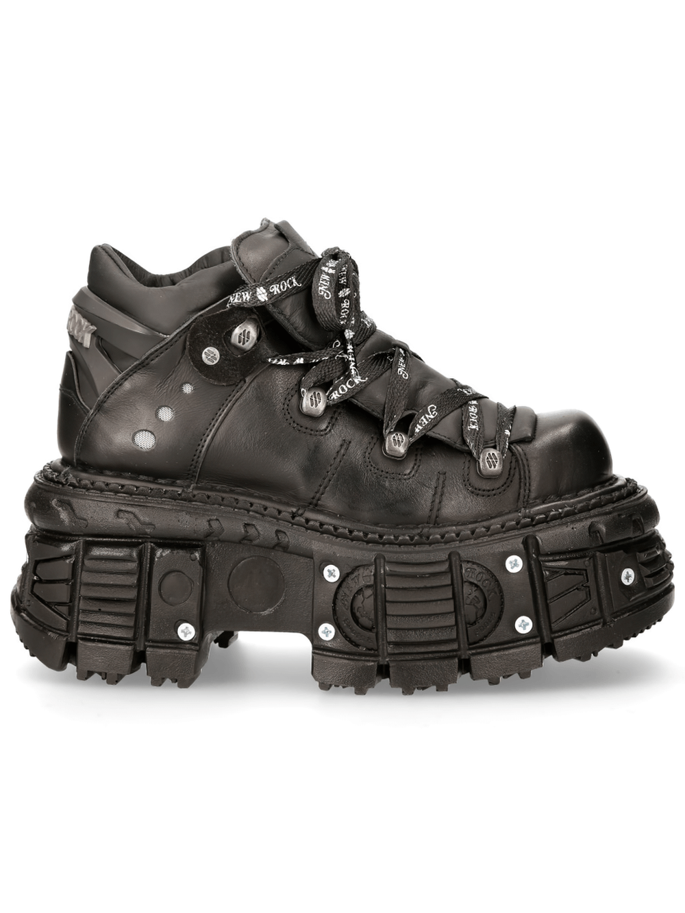 NEW ROCK gothic punk ankle boots with striking platform sole and edgy lace-up design.