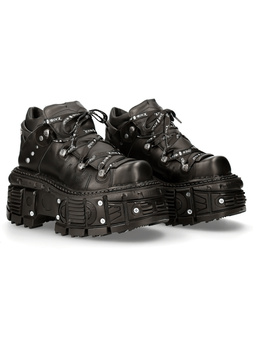 NEW ROCK Women's Gothic Punk Ankle Boots with Laces and Platform Sole