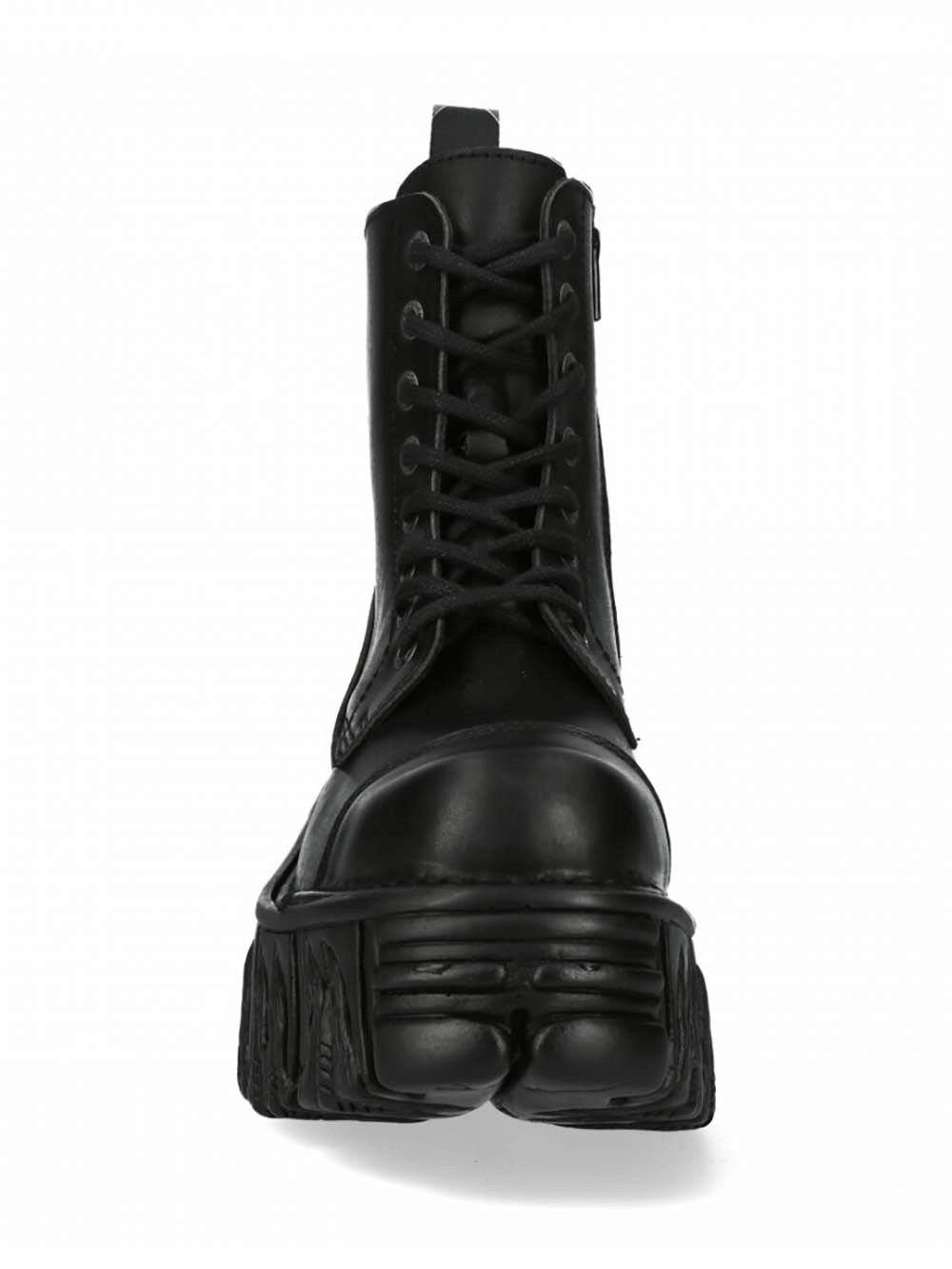 NEW ROCK Gothic punk military ankle boots with platform sole, featuring laces and zipper closure.