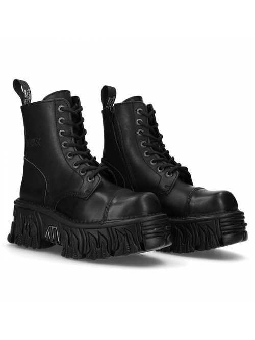 NEW ROCK Women's Gothic Punk Military Ankle Boots with Platform Sole