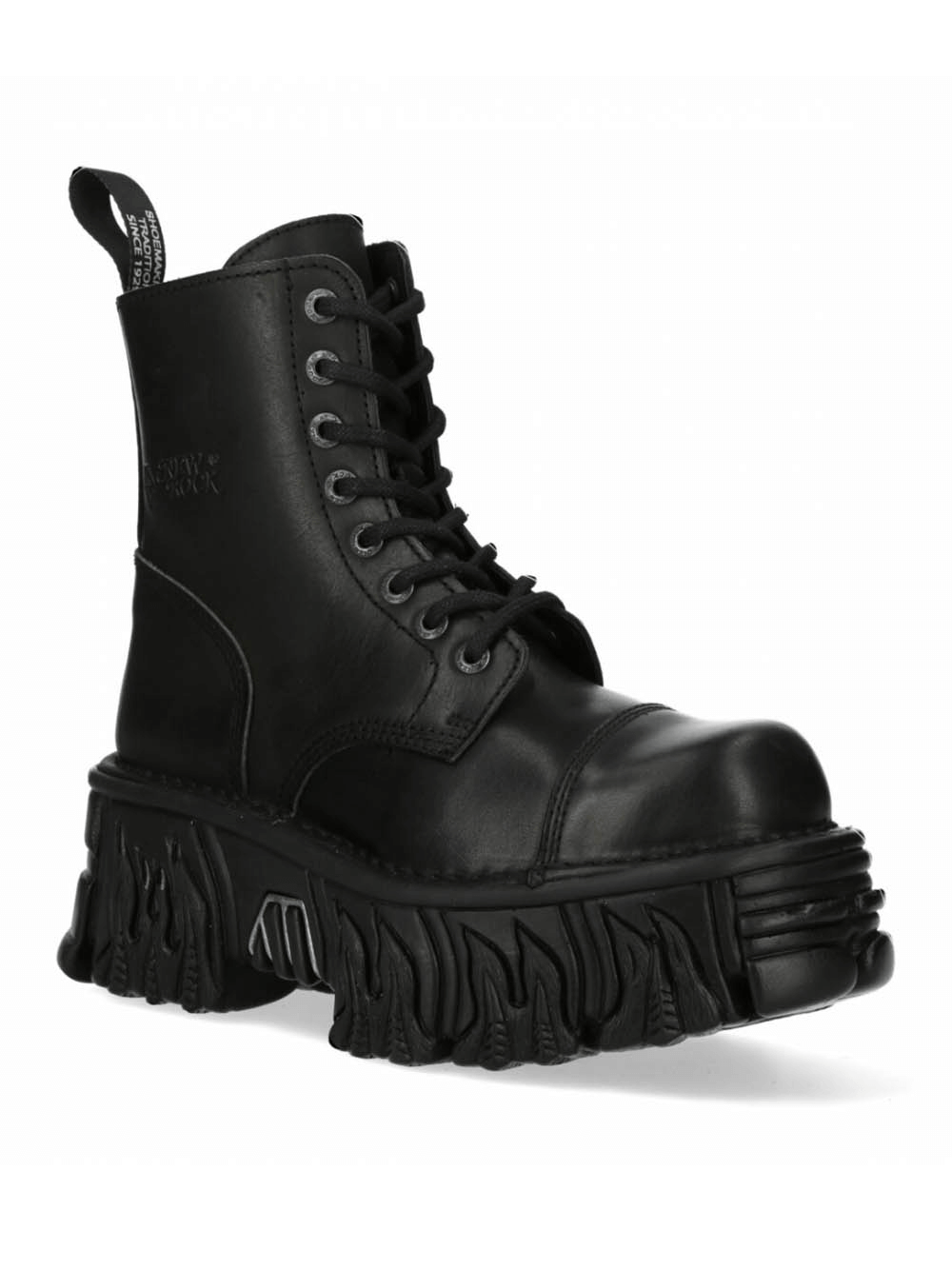 NEW ROCK Gothic Punk Military Ankle Boots with platform sole, featuring laces and rugged design, perfect for bold fashion.