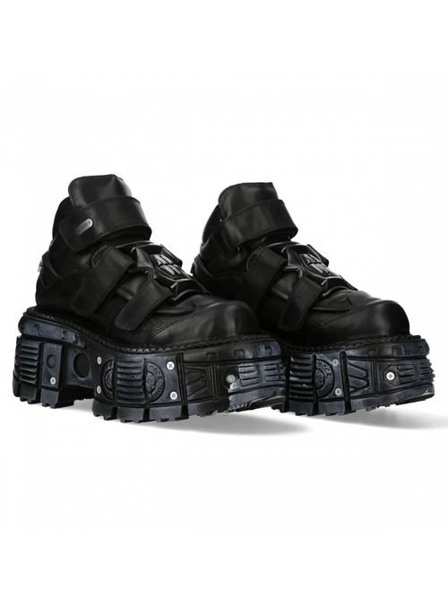 NEW ROCK Women's Gothic Punk Platform Ankle Boots with Velcro Straps