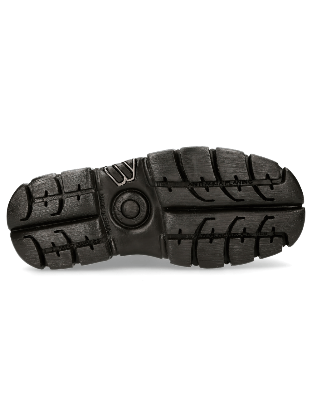 Bottom view of NEW ROCK Gothic Punk Platform Boots showcasing rugged sole design for durability and support.