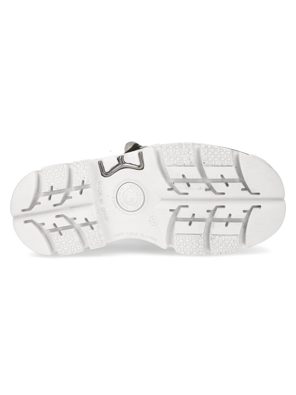 Sole of NEW ROCK Gothic Punk Platform Sneakers showcasing textured white outsole with anti-slip grip.