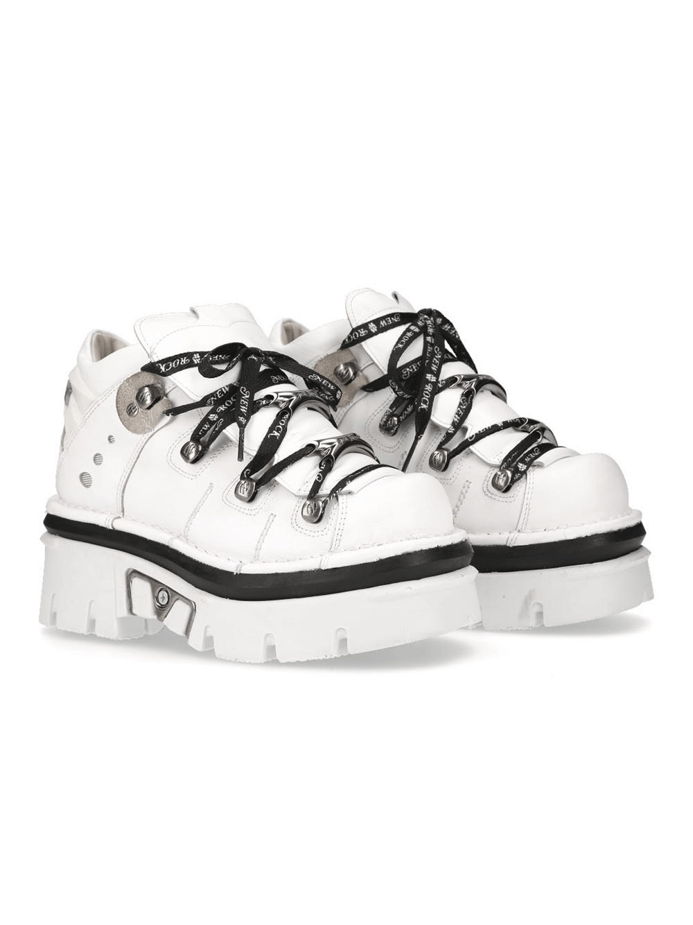 NEW ROCK Gothic Punk Platform Sneakers with black laces and bold metallic details, perfect for a rock-inspired look.