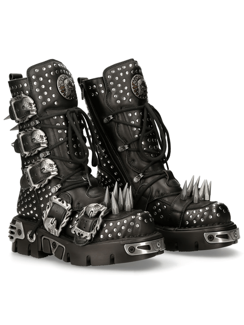 Botas de combate góticas con pinchos y hebillas de calavera de NEW ROCK