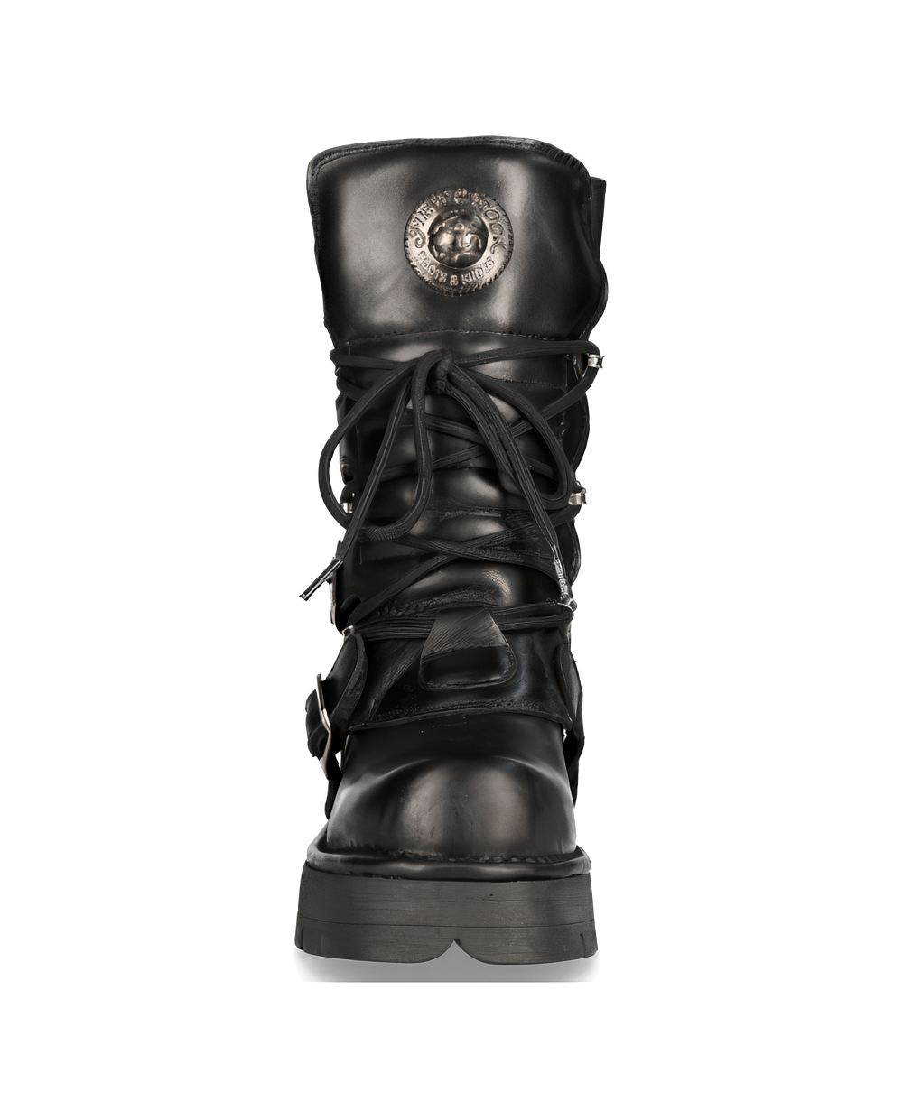 NEW ROCK Gothic Style Lace-Up Boots with Metallic Accents