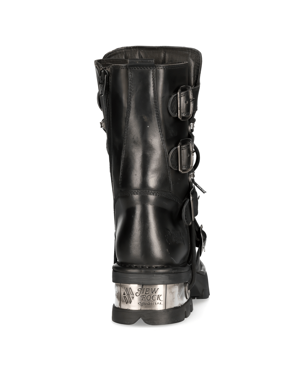 NEW ROCK Gothic Style Lace-Up Boots with Metallic Accents