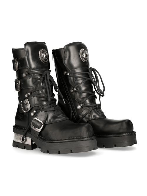 NEW ROCK Bottines à lacets de style gothique avec détails métalliques