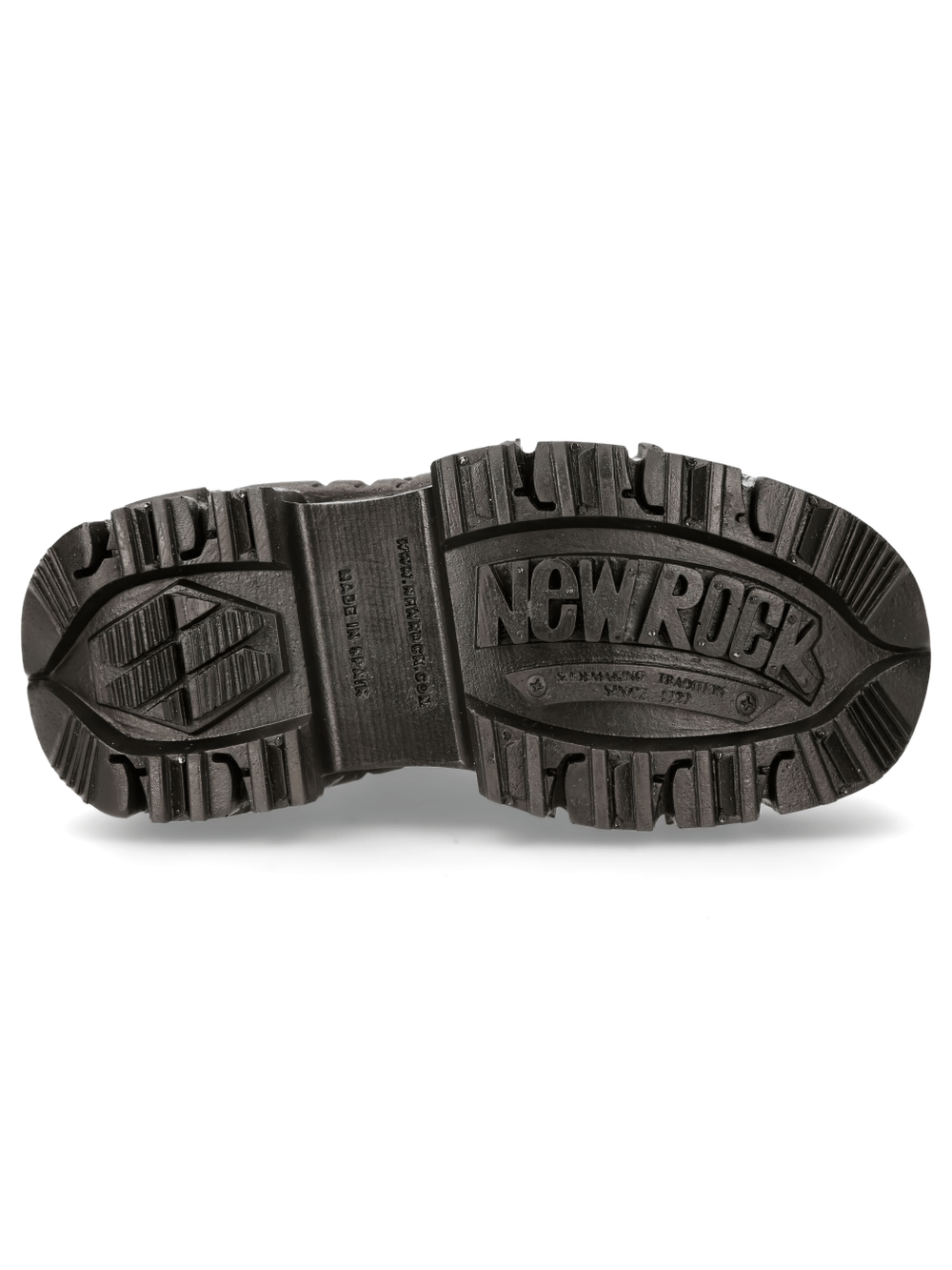Bottom view of NEW ROCK Men's Gothic Style Lace-Up Ankle Boots showing durable tread design.