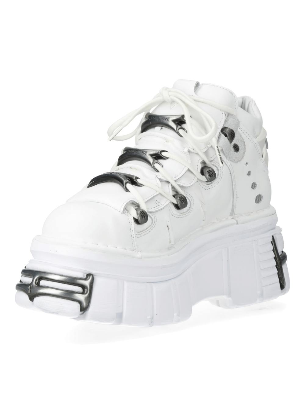 NEW ROCK Gothic White Ankle Boots with Metallic Edge