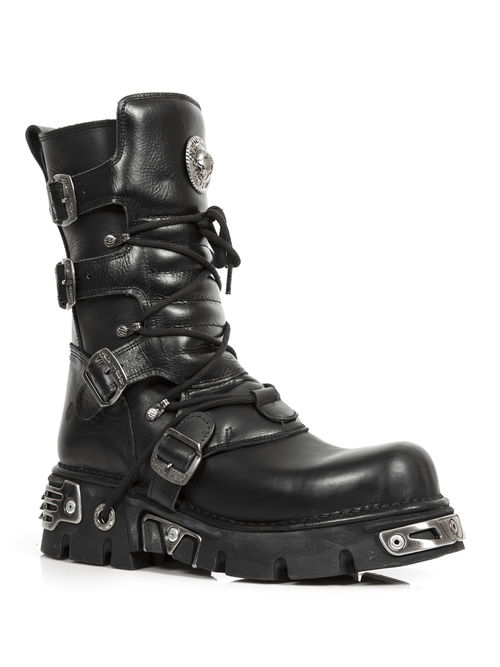 NEW ROCK Women's Heavy Biker Rock Boots with Natural Rubber Sole