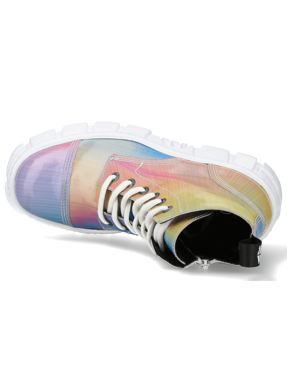 NEW ROCK Iridescent Rainbow Ankle Boots with Laces