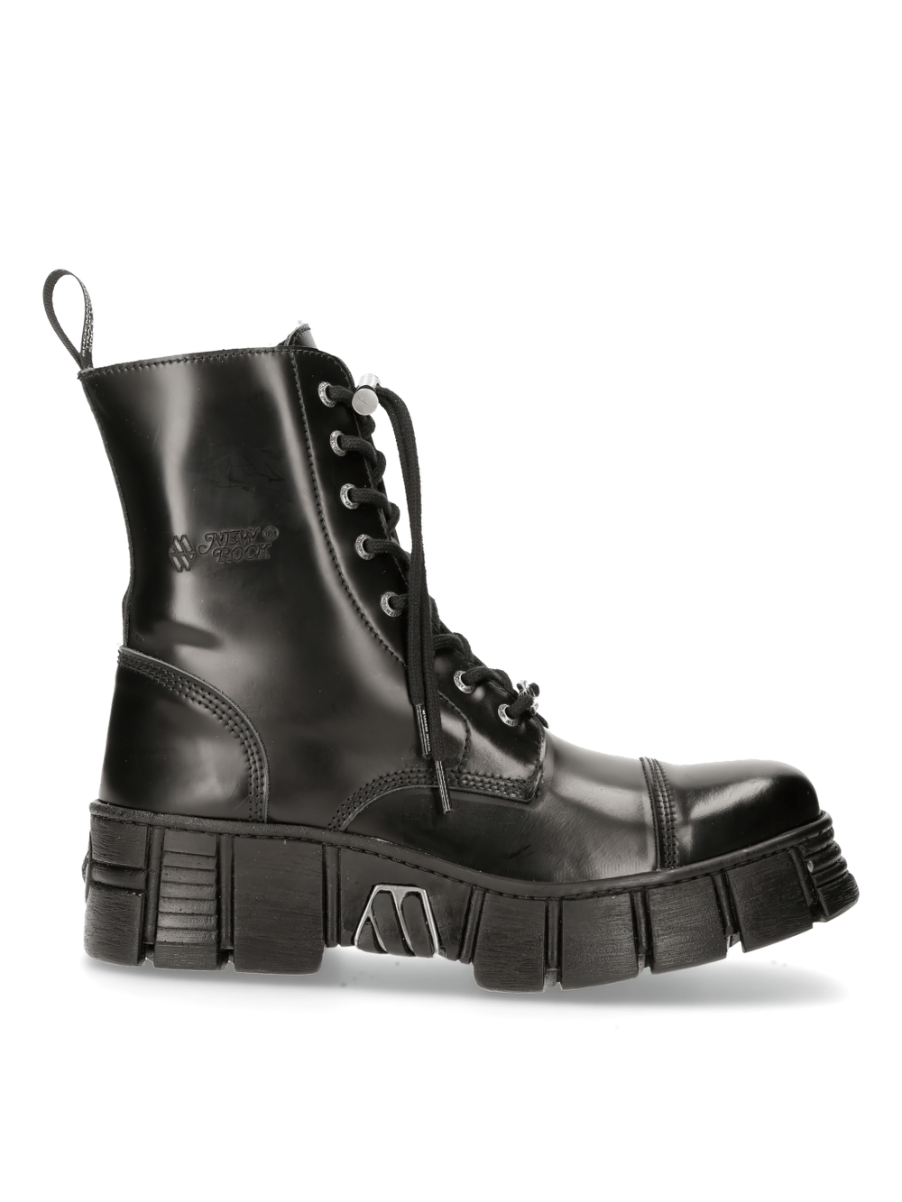 NEW ROCK black lace-up platform ankle boots with durable sole, perfect for urban style enthusiasts.