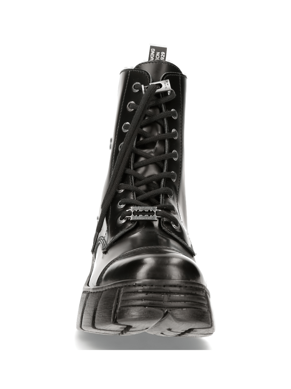 Lace-up black platform ankle boots with robust PU-ULTRA sole from WALL COLLECTION, perfect for urban rock style.