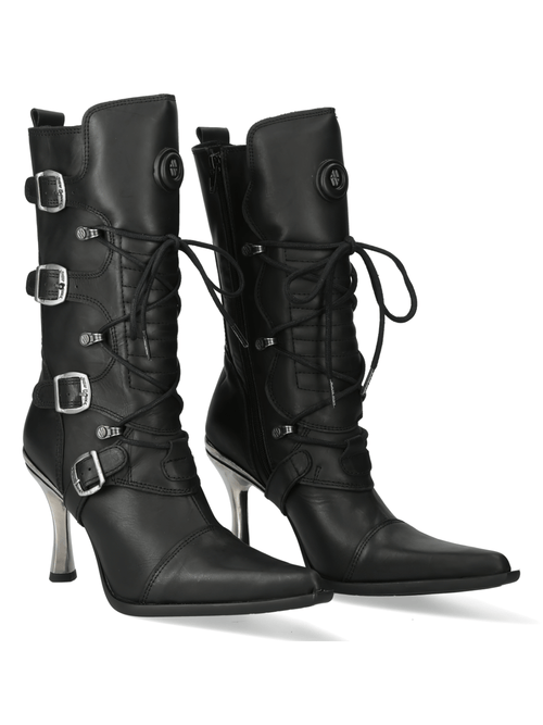 NEW ROCK Bottes lacées à talons hauts et détails métalliques