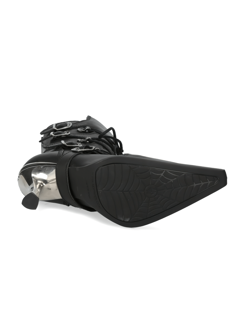 NEW ROCK high-heel laced boot featuring metallic accents and a unique punk design from the MALICIA COLLECTION.