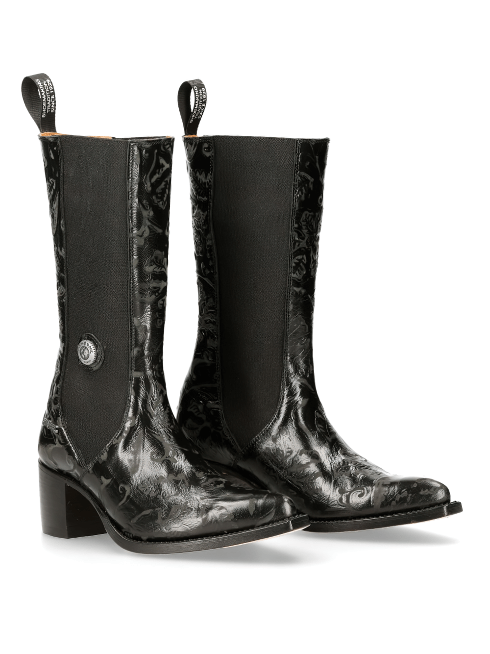 NEW ROCK Lady's Western Elastic Boots with Metallic Detail