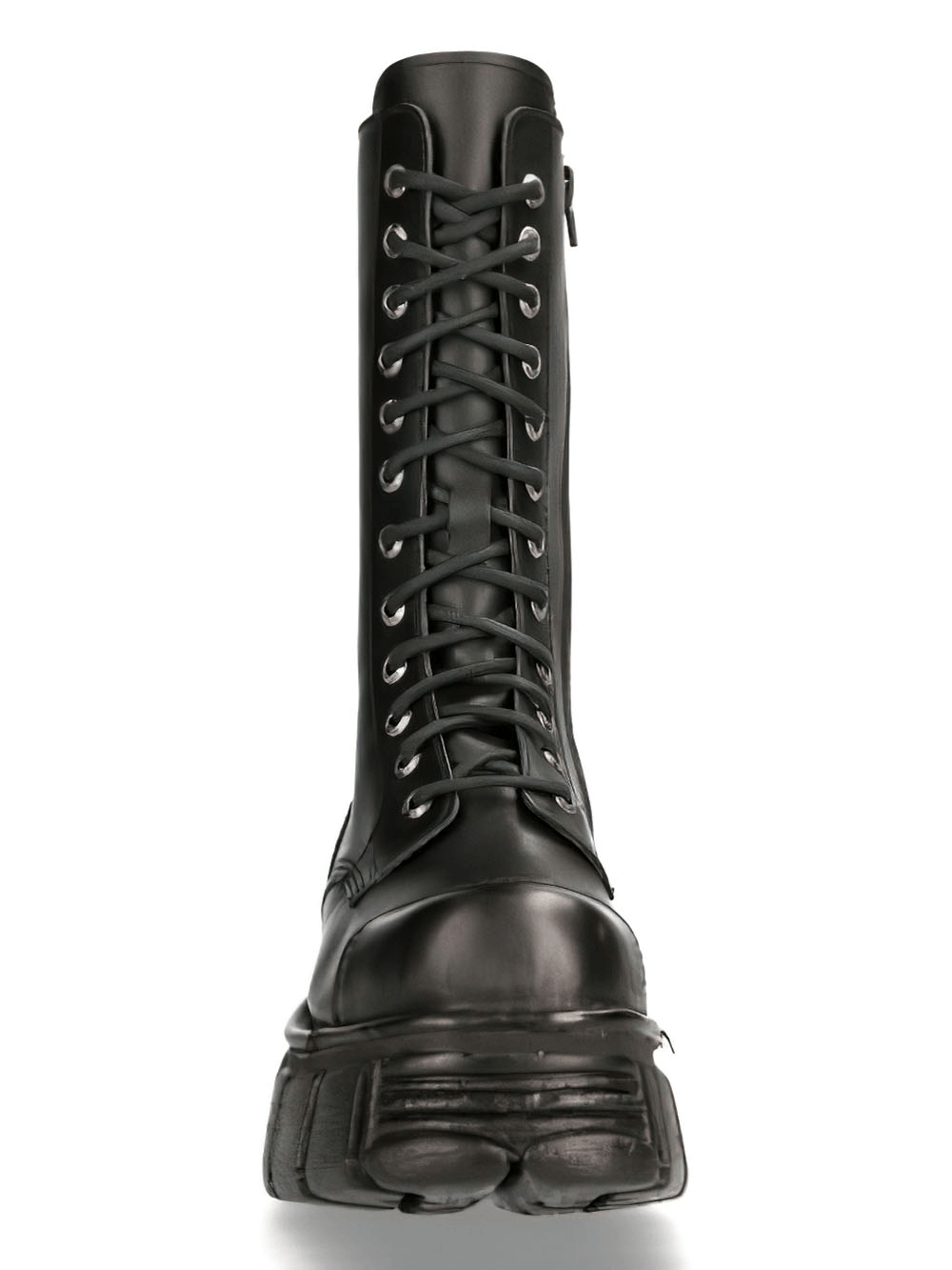 NEW ROCK Men's Military Leather Combat Boots with Metallic Details and Durable Design