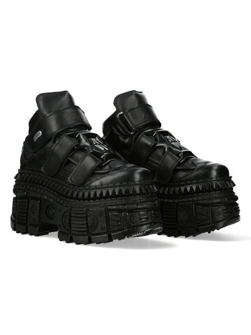 Bottines à plateforme en cuir pour femmes NEW ROCK avec brides Velcro