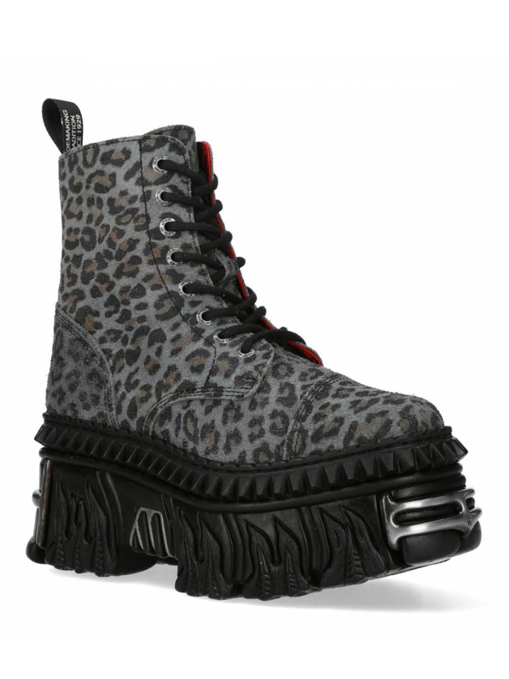NEW ROCK leopard print platform ankle boots showcasing bold urban style with chunky sole and edgy design.