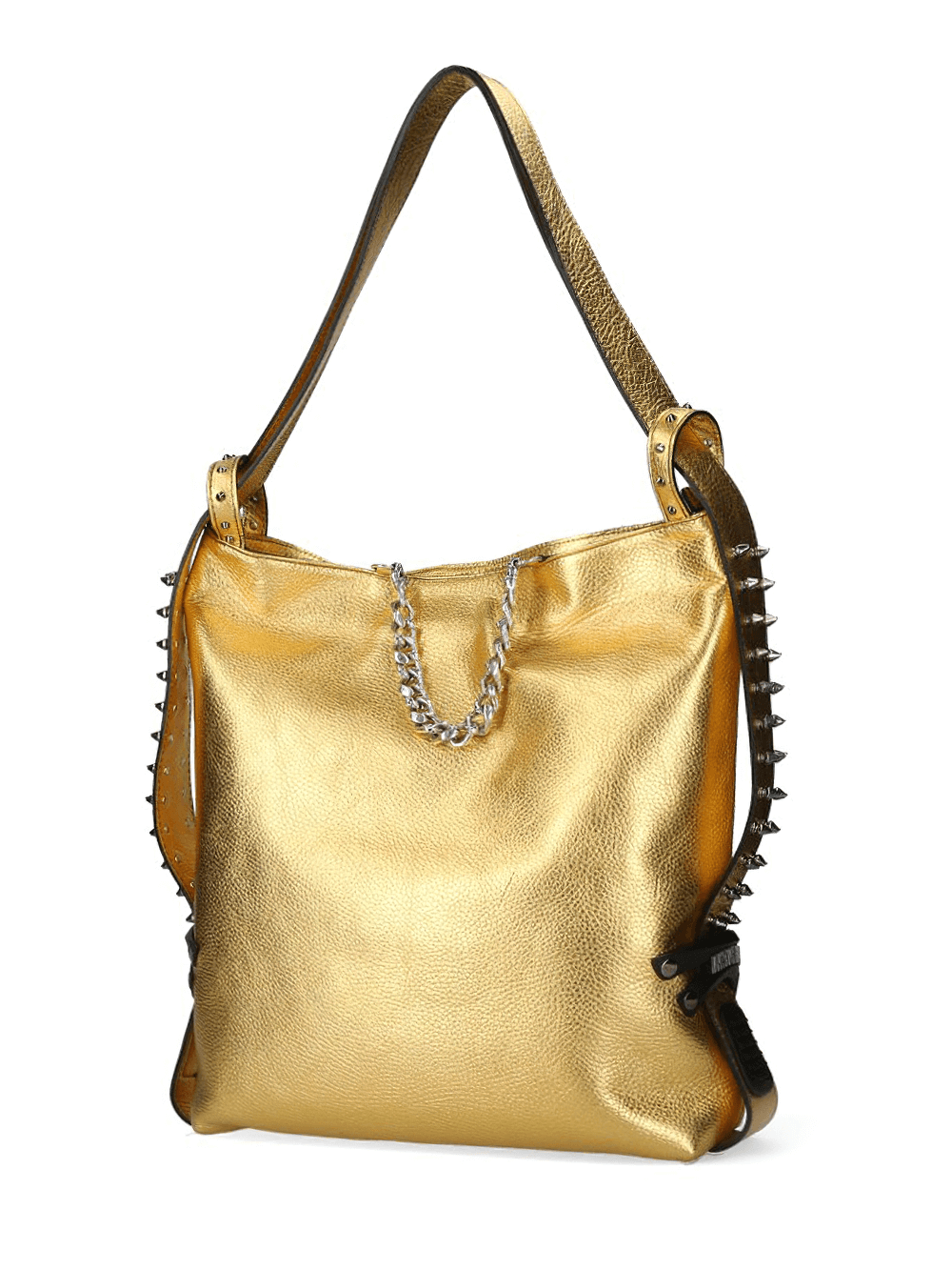 NEW ROCK luxury gold cow leather bag with buckle clasp, stylish with calf skin lining and chic design.