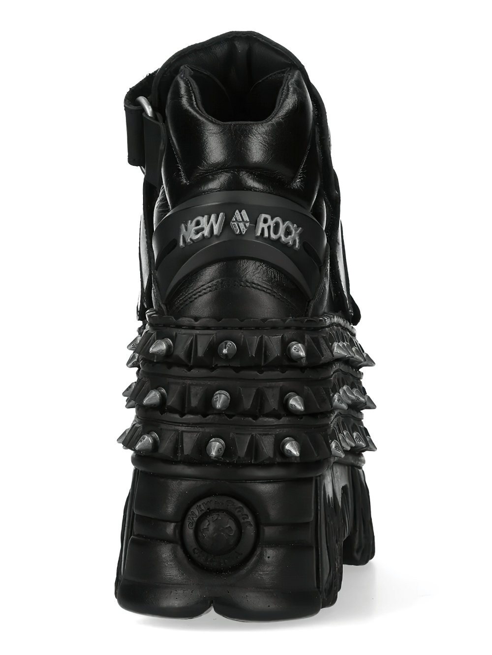 NEW ROCK Male Platform Ankle Boots with Spike Sole and Straps
