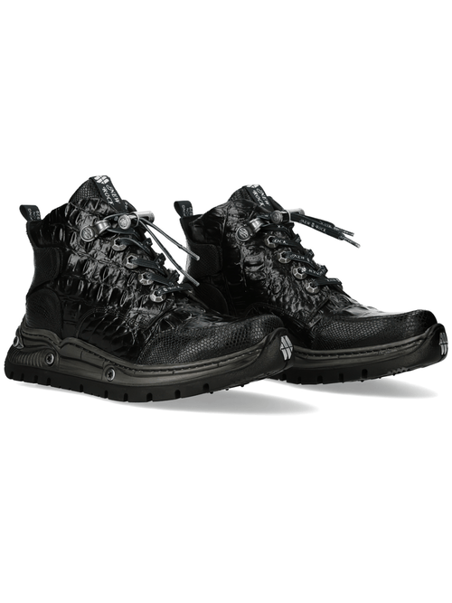 NEW ROCK Men's Ankle Boots with Reptile Texture Soles