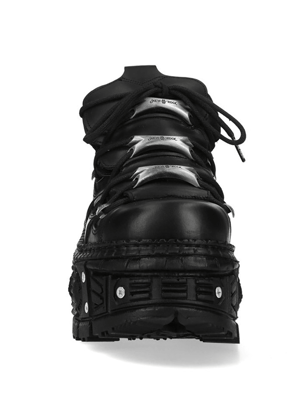 NEW ROCK Men's Black Armored Platform Boots with Hardware