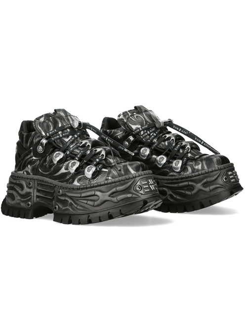 NEW ROCK Men's Black Fire Platform Rock Sneakers