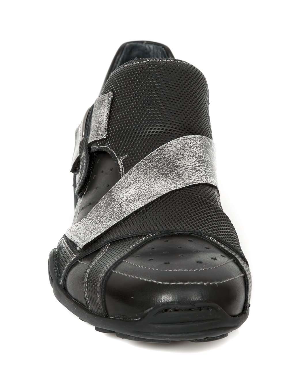 NEW ROCK Herren-Rock-Schuhe in Schwarz mit silbernem Klettverschluss
