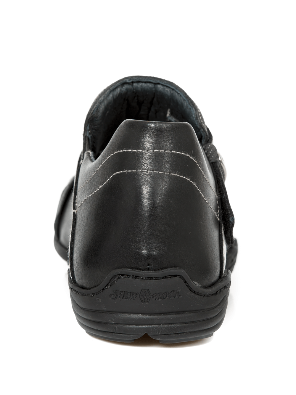 NEW ROCK Chaussures Rock noires avec sangle Velcro argentée pour hommes